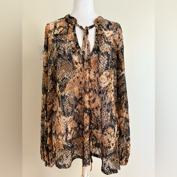Free People Tops - Free People Out For The Night Snake Print Blouse